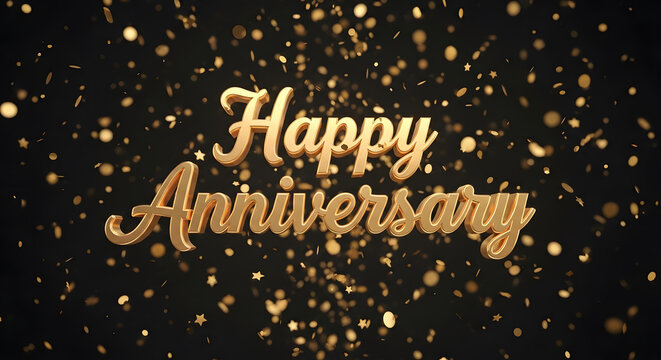 Golden Anniversary Celebration with Sparkling Confetti on Black Background