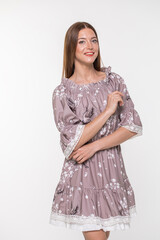 Fototapeta premium Portrait of young beautiful woman, isolated on white background