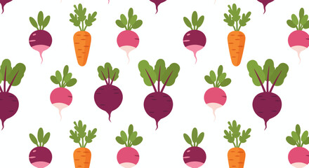 Pattern of beets and carrots flat design symbolizing healthy produce for world vegetarian day celebration