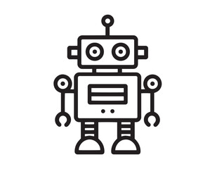 Coding Robot Icon Designed In Modern Attractive Line Vector Artwork