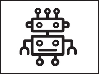 Playful Coding Robot Icon Depicted With Sleek Clean Illustration