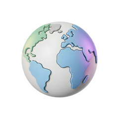 Fototapeta premium Stylized Earth Globe Illustration with Pastel Colors Depicting Continents and Oceans on a Black Background for Creative Projects