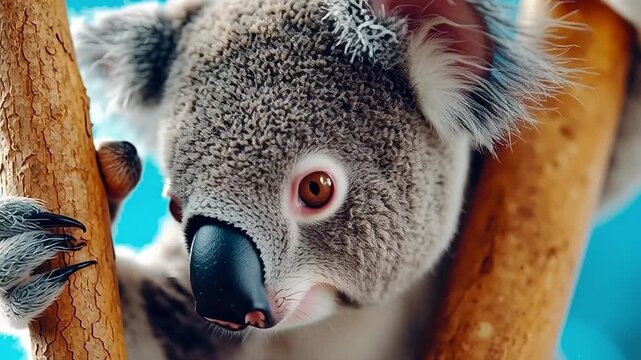 Cute Koala Closeup on Tree