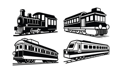 Train silhouette vector art bundle set