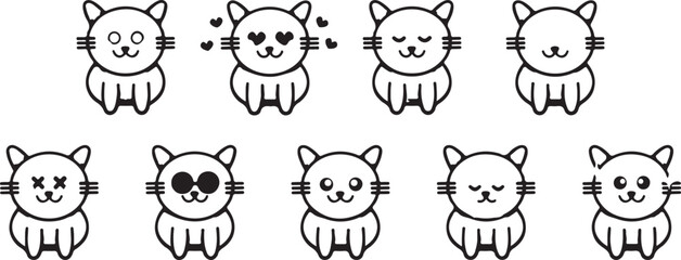 Cute Teddy Bear Vector Set – Cartoon, Kawaii, Smiling Animals, Adorable Friends, Funny Doodle Characters