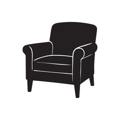 Fototapeta premium Black Armchair Silhouette Vector. Minimalist Furniture Design