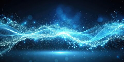 Icy blue waves of digital particles emitting a soft glowing aura