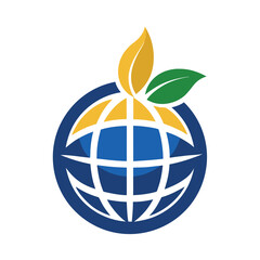Sustainable Global Growth Concept with Earth and Leaves Logo Design for Environmental Responsibility and Green Initiatives
