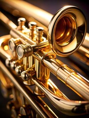 Close-up of trumpet mouthpiece with brass material