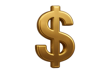 Fototapeta premium 3D dollar sign symbol in shiny gold, isolated on transparent background, stock financial illustration PNG style