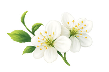 Fototapeta premium white flowers blossoms isolated on white background
