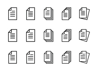 Set of Document icon symbol vector on white background