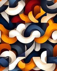 Colorful abstract shapes intertwining in harmony.