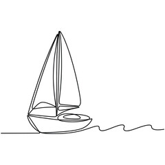 Minimalist line art sailboat on wavy water