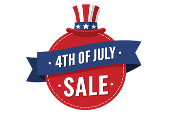 Patriotic fourth of july sale design with hat and ribbon for independence day celebration event offer