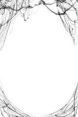 Tangled spider's web on isolated white background for Halloween design. Black cobweb for applying in multiply blend mode on any concept