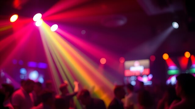 Vibrant nightclub scene with dynamic lighting and energetic atmosphere, capturing modern nightlife.