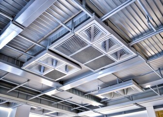 Obraz premium Ventilation Duct Systems with Grilles Under Ceiling