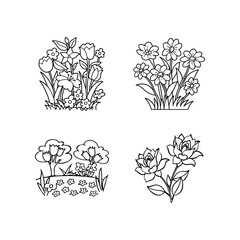 Black Flower Silhouette Vector Art for Graphic Design