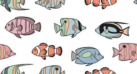 Colorful Tropical Fish Pattern: Ocean Life Illustration