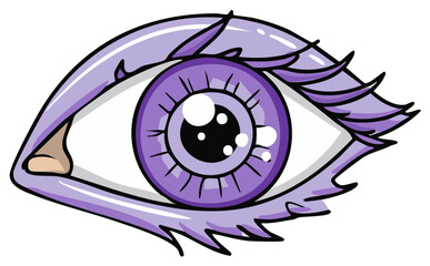 Obraz premium Stylized Purple Eye Cartoon Illustration, Eyelash Design, Vision and Sight, Fantasy Aesthetic