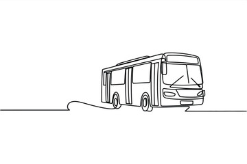 Continuous line drawing of a city bus © AFAZ