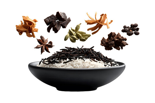 Aromatic rice bowl with various spices on a transparent background for culinary - Powered by Adobe