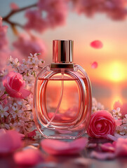 Romantic Rose Gold Perfume at Sunset