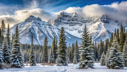 Deep snowfall on Alberta mountain peaks