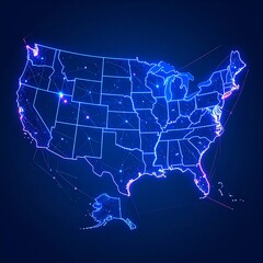 Fototapeta premium USA map with glowing network