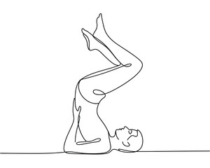 Continuous line drawing of a person in a yoga pose