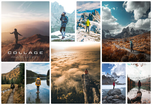 Photo Collage Frame Grid Effect Mockup