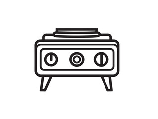Modern Electric Camping Stove Icon in Minimal Line Art