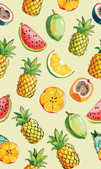 Seamless pattern background with fruits