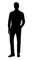 A poised silhouette of a person stands against a backdrop, embodying anonymity, mystery, and the power of understated presence. 