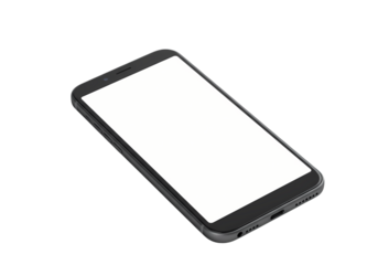 Smartphone Mockup Blank Screen Isolated Gray on transparent background