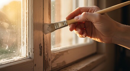 Window Frame Refurbishment: Applying Paint with a Brush