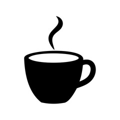 Obraz premium Black and White Vector Illustration of a Cup of Hot Steaming Coffee