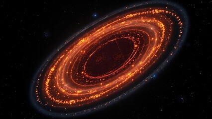 Protoplanetary disk with glowing organic molecules resembling cosmic constellations.