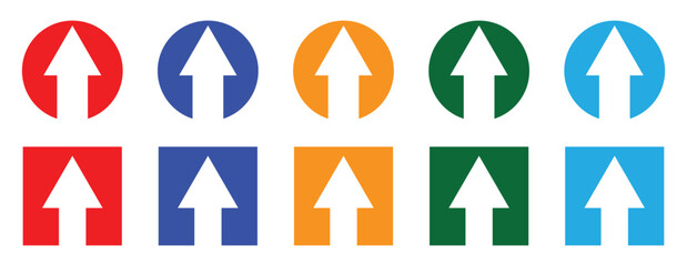 Colorful arrows set . Arrow cursor vector icon. Arrow isolated vector graphic elements. Circle and rectangle Colorful arrow. Vector illustration.