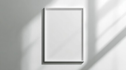 Model of a picture frame on a white wall with window shadows. The tiling style creates an aesthetic background with no shadows or reflections, with high resolution.