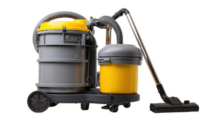 Industrial vacuum cleaner with large dust collection container background isolated on a Transparent background, PNG file.