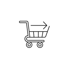 Shopping cart icon with arrow modern convenience emblem