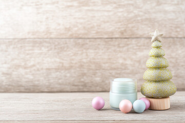 White cream near the Christmas tree