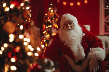 Santa Claus in a chair speaks