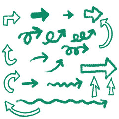 緑の手描き矢印セット