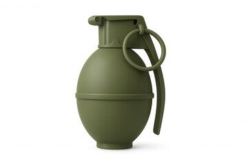 3d rendering of a realistic green grenade isolated on a transparent background, symbolizing war, danger, and military operations