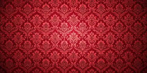 Opulent red damask vintage floral wallpaper pattern