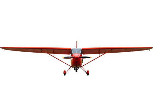 Red SingleEngine Airplane Isolated on Black Background isolated on transparent background