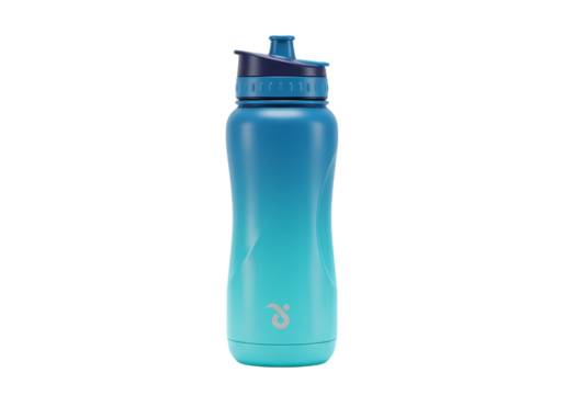Ombre Blue Water Bottle Hydration on the Go on transparent background